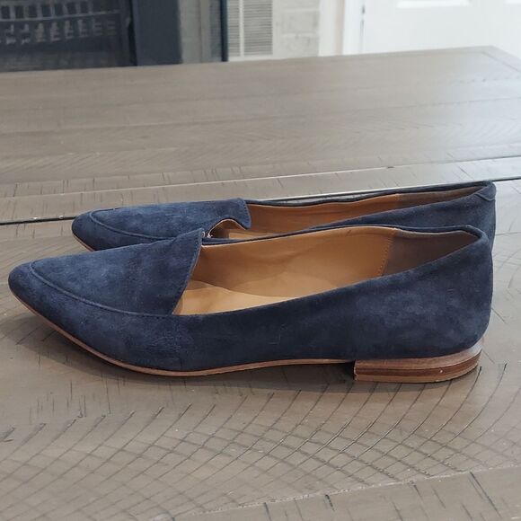 Everlane Navy Blue Suede Modern Point Loafers Sz 8.5 - Picture 3 of 9